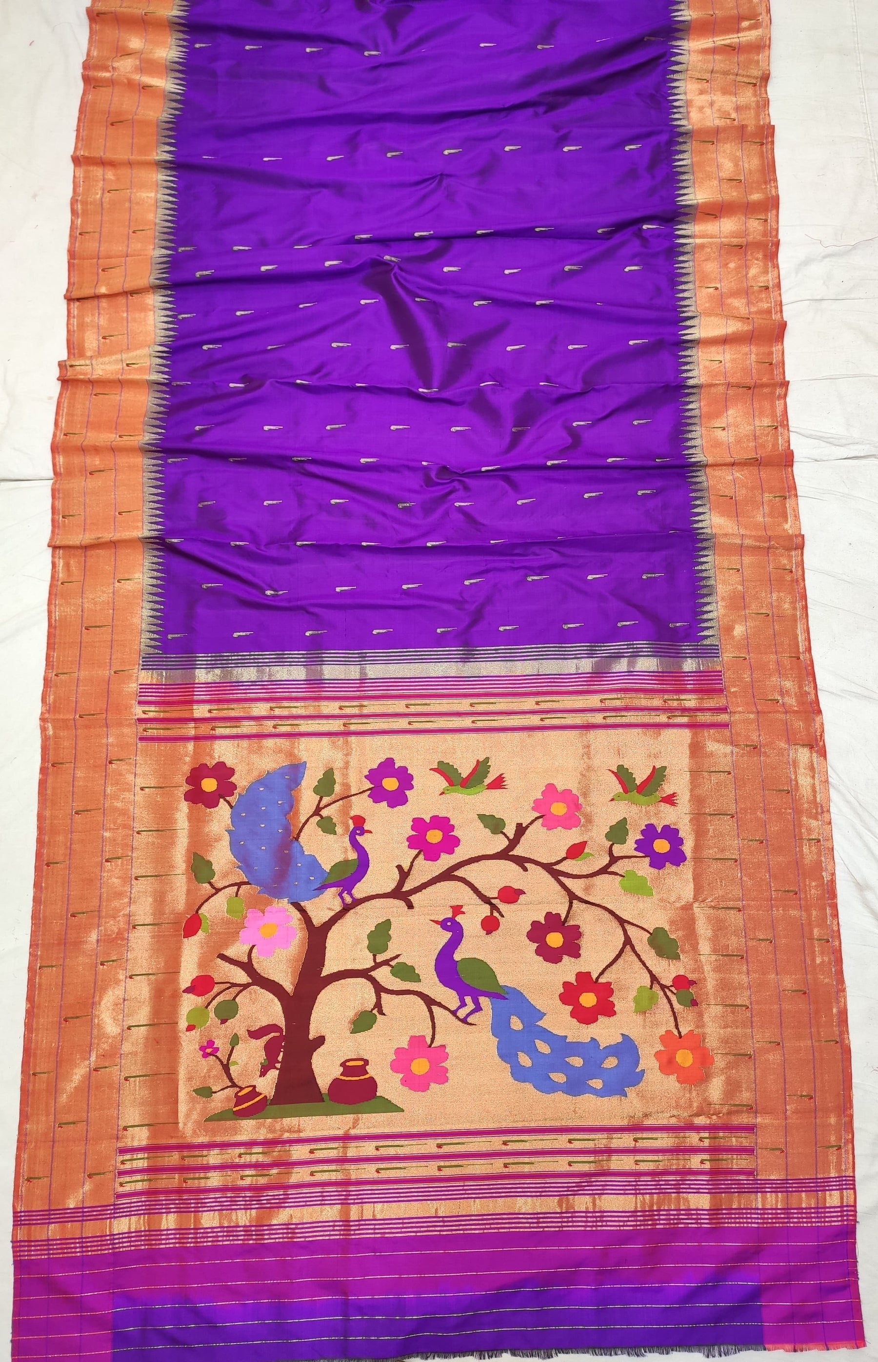 Triple Muniya Silk Paithani